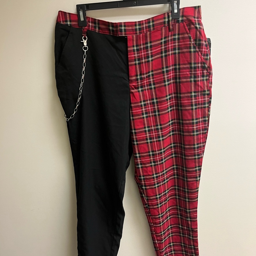 Hot Topic Red Plaid and Black Chinos